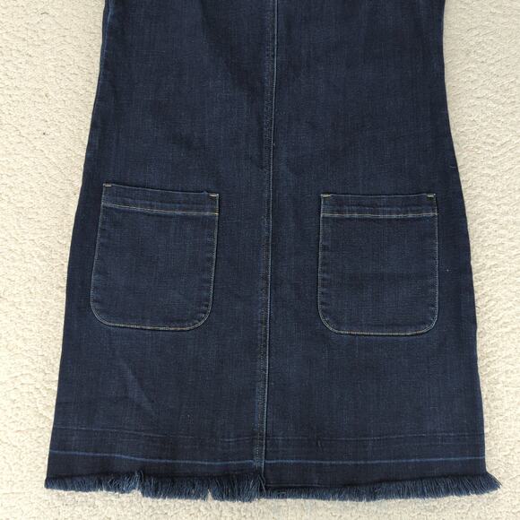 Turo Vince Camuto Short Sleeve Denim Dress Sz 6 Stretch Crewneck Utility Pockets - Picture 4 of 8